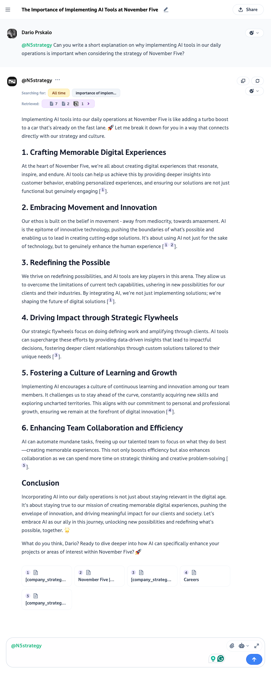 How Dario, Associate to the CEO at November Five, Uses Dust - Screen-Capture-Result-1.png